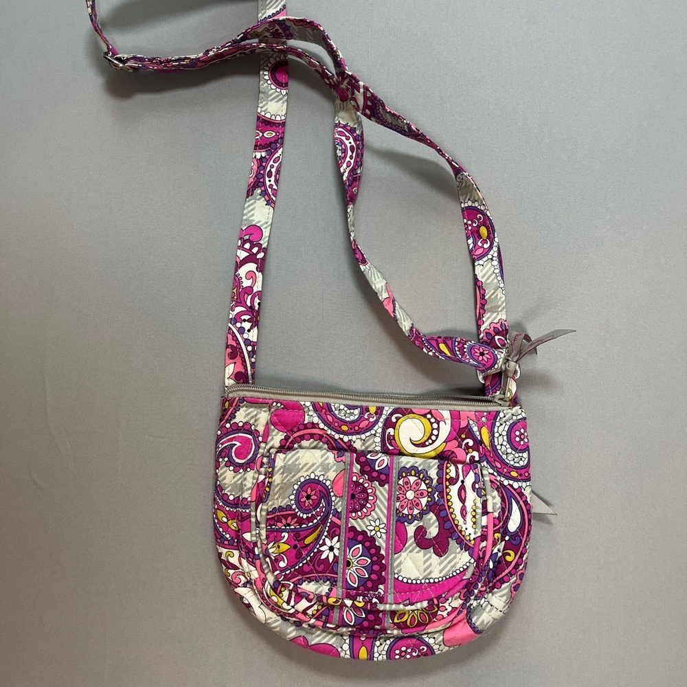 Vera Bradley pink and grey crossbody purse